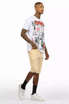 Shootah White/Beige T-Shirt Short Set