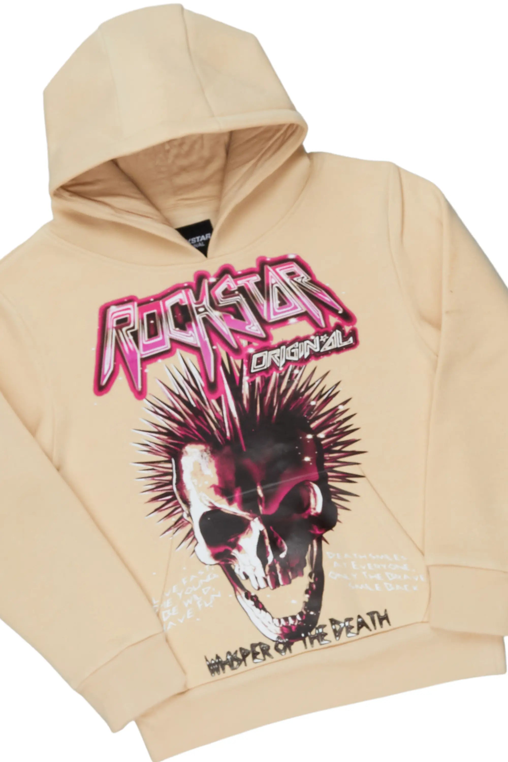 Boys Obern Beige/Black Hoodie Stacked Flare Track Set