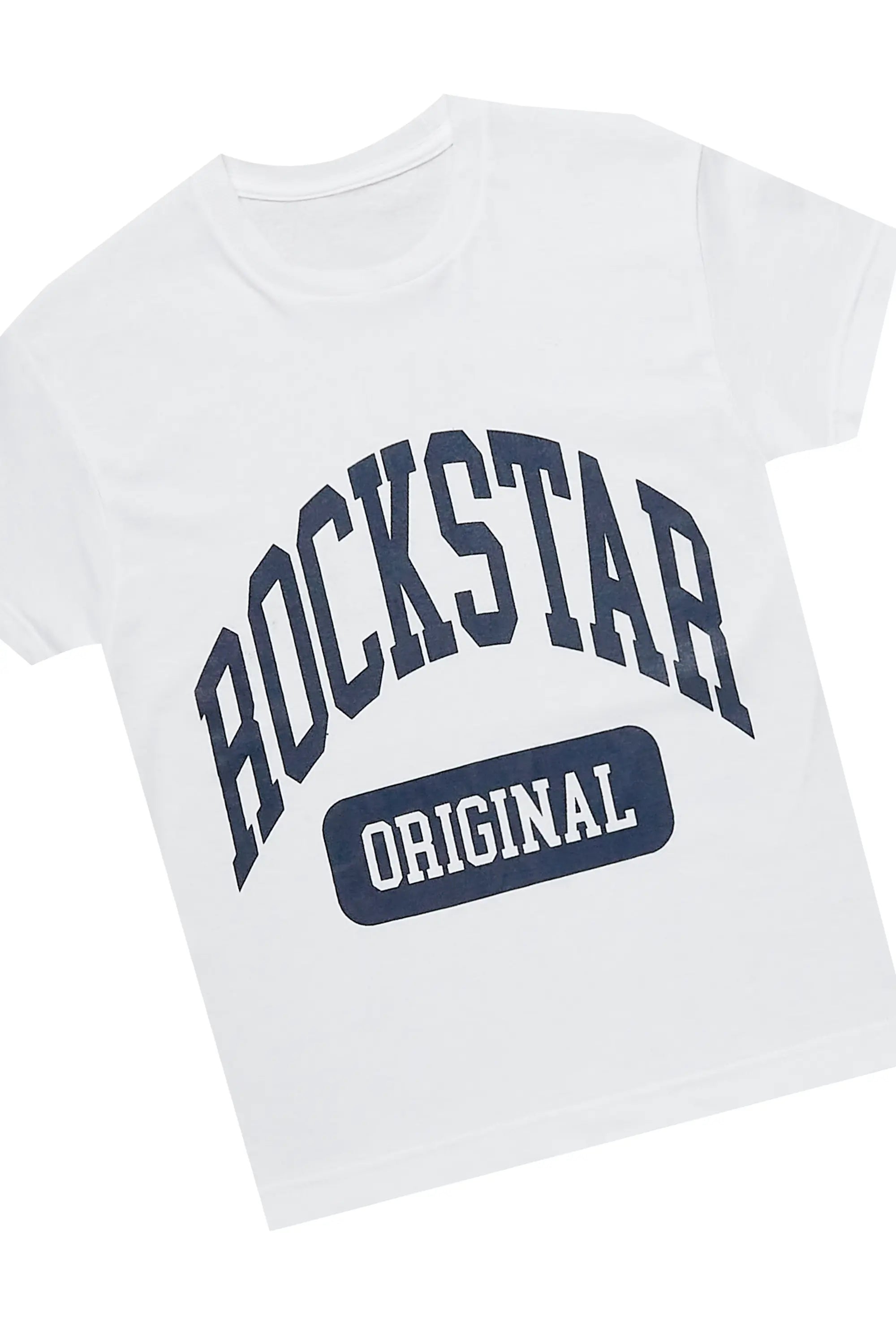 Boys Nikko White/Navy T-Shirt Short Set