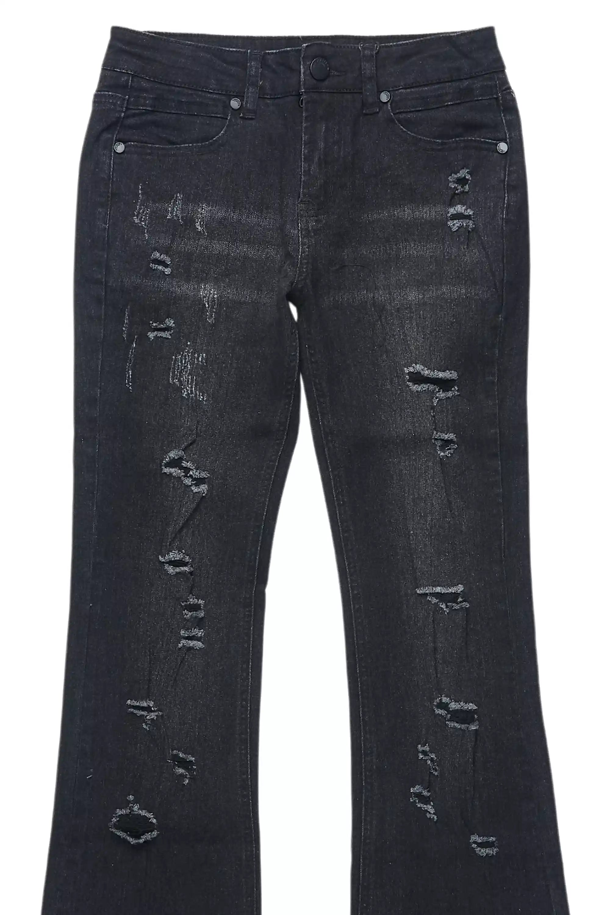 Boys Stellan Black Stacked Flare Jean