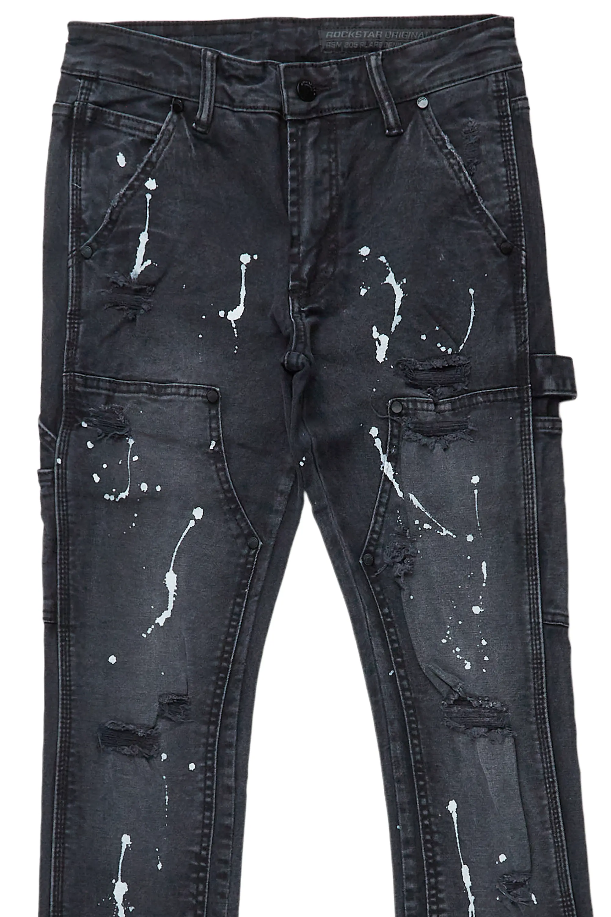 Thorton Black Stacked Flare Jean