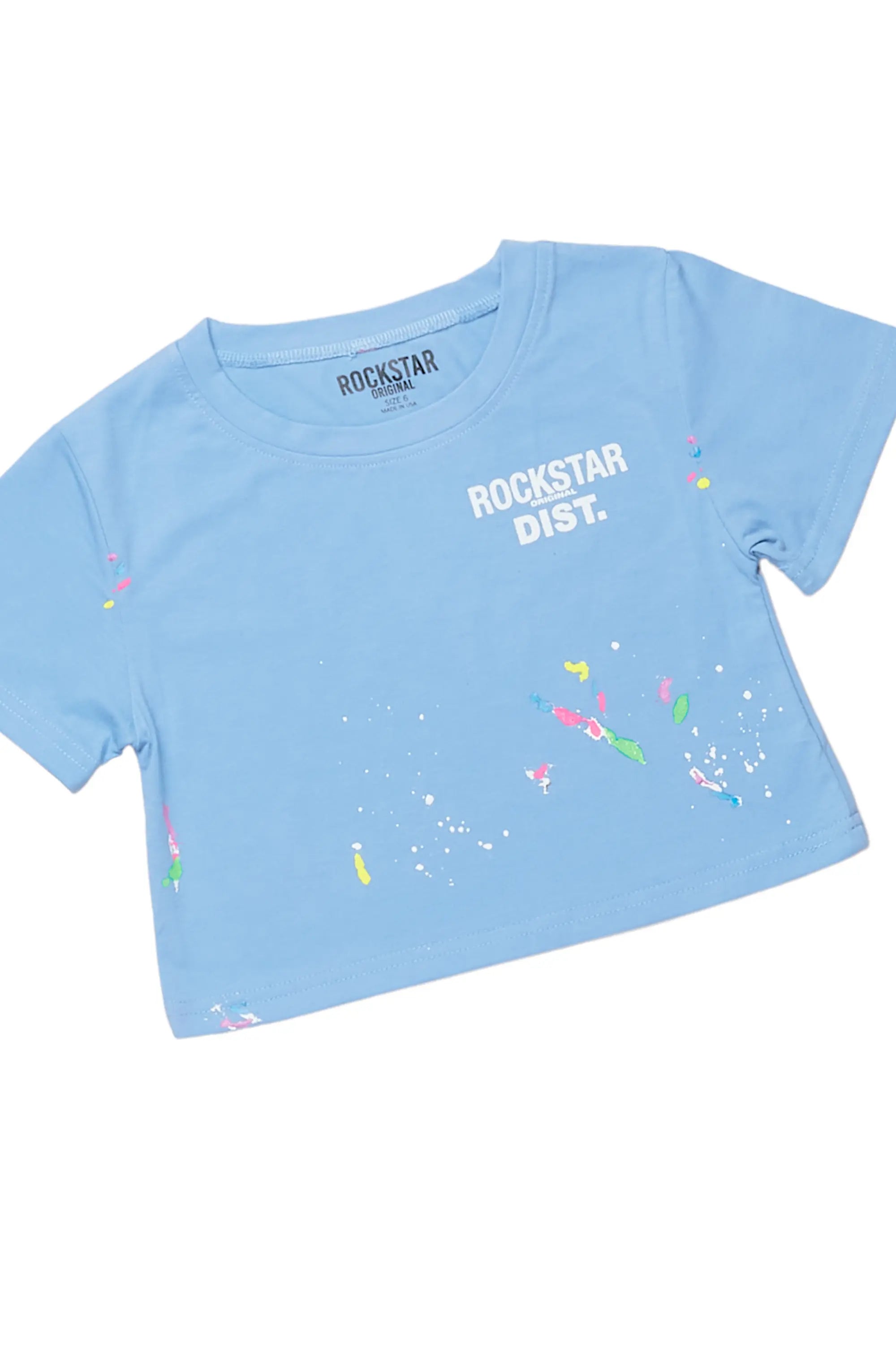 Girls Laila Blue T-Shirt/Denim Short Set