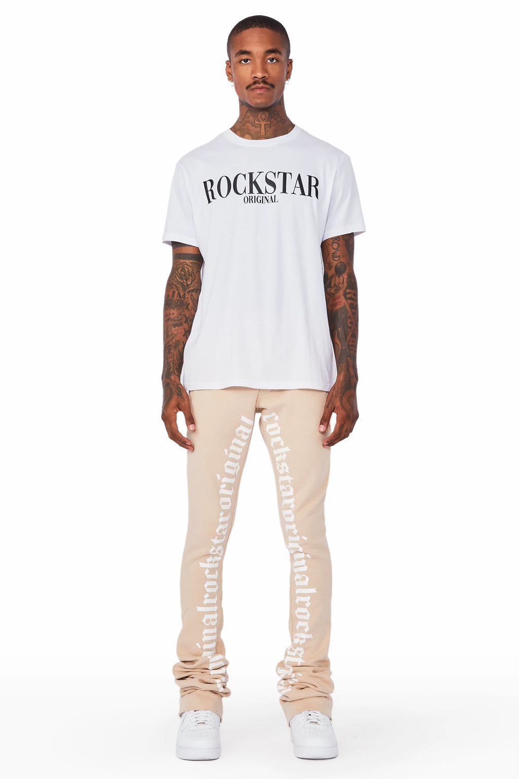 Callie Beige Super Stacked Pants