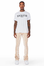 Callie Beige Super Stacked Pants