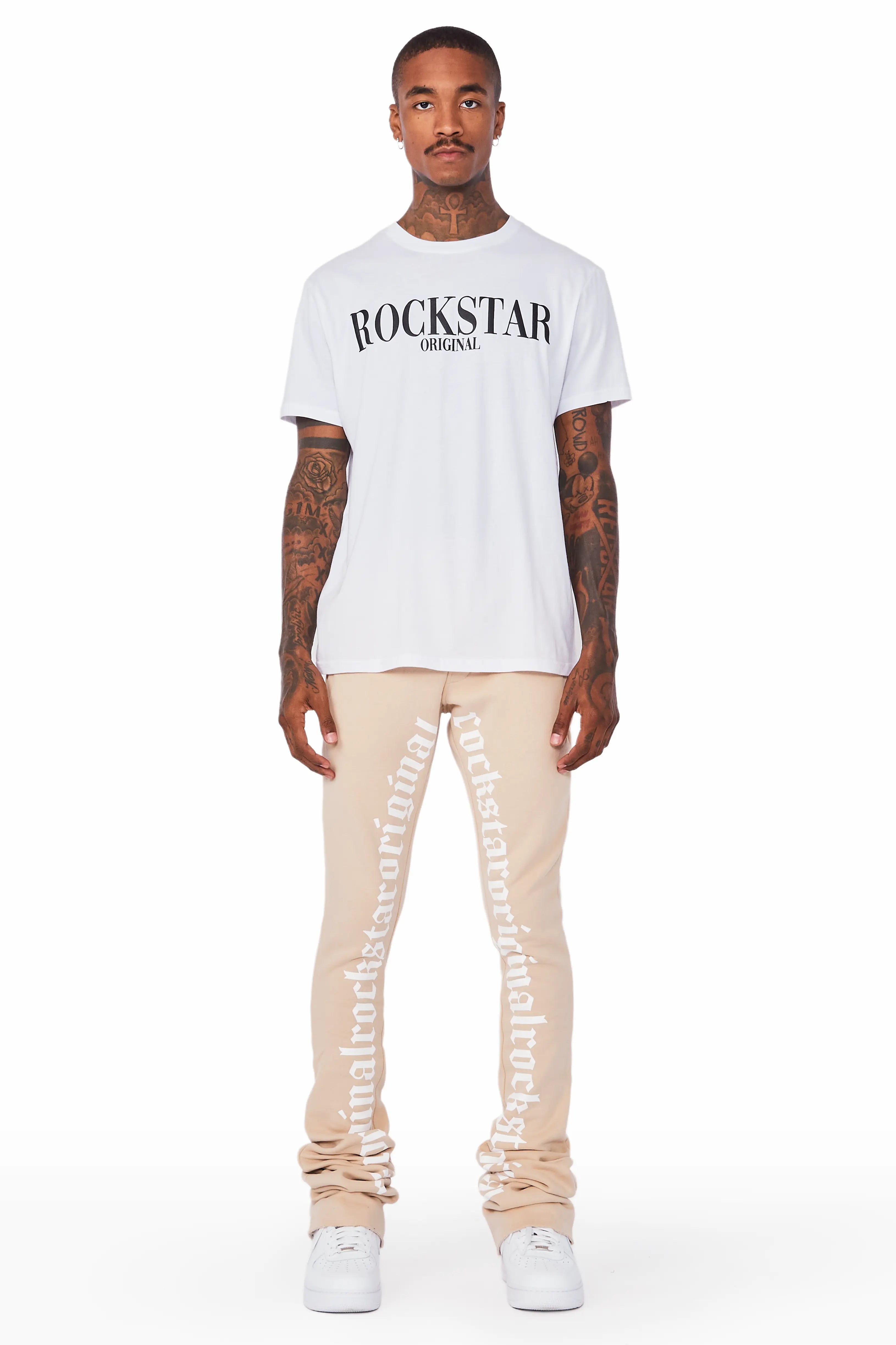 Callie Beige Super Stacked Pants