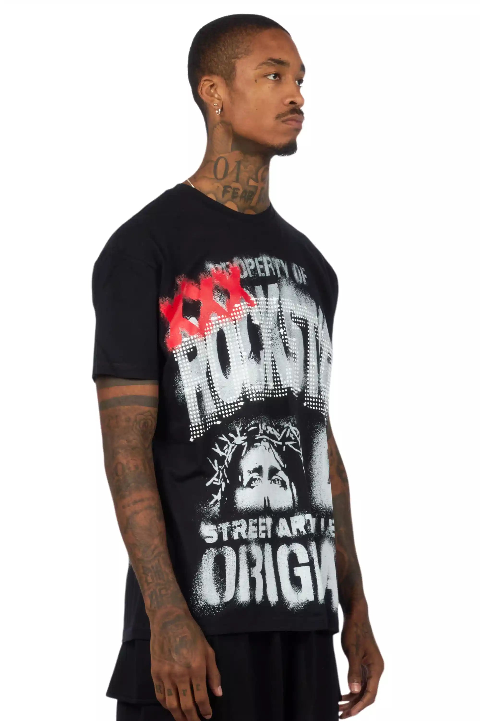 Kyo Black Oversized Graphic T-Shirt