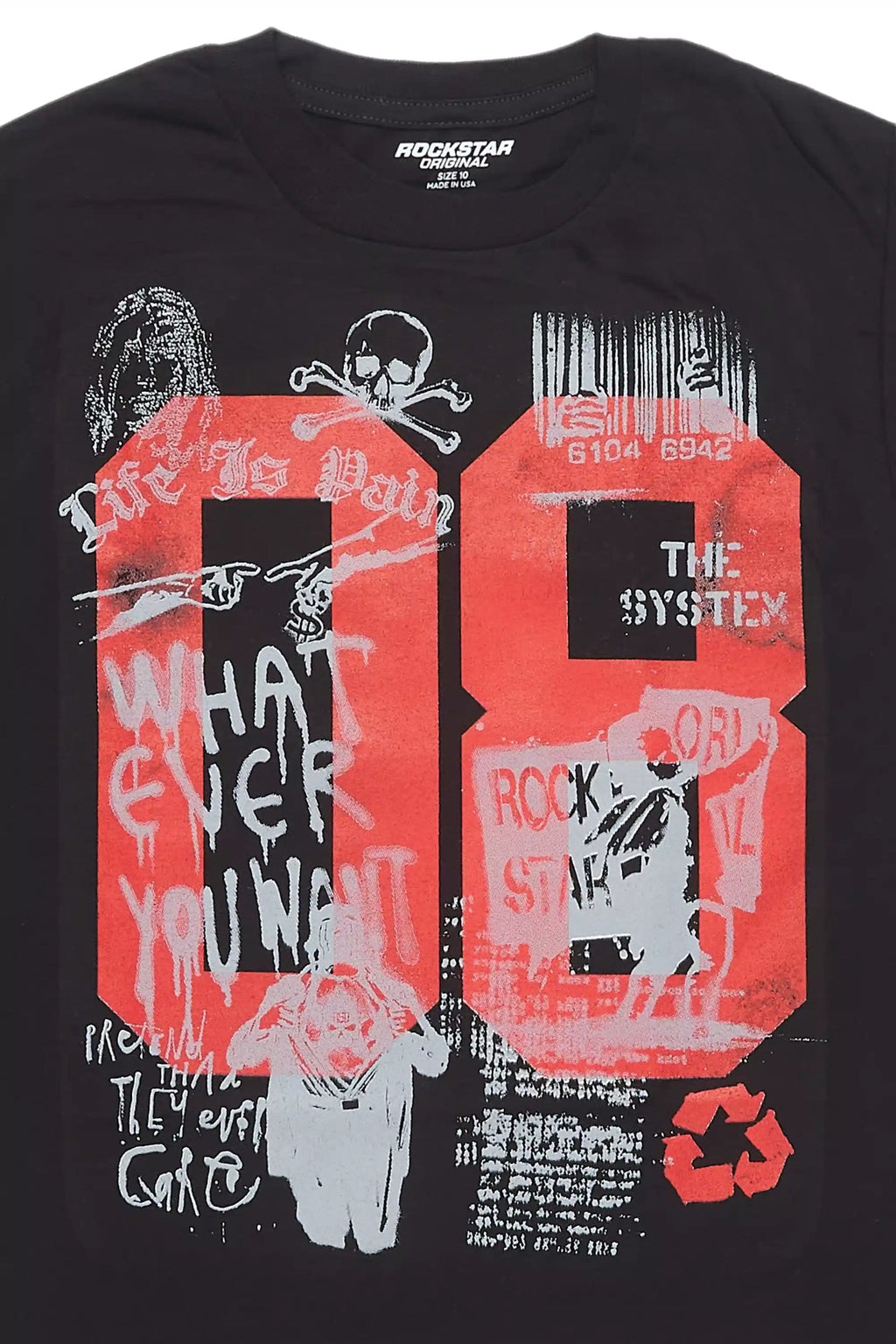 Boys Grill Black/Red Graphic Muscle T-Shirt