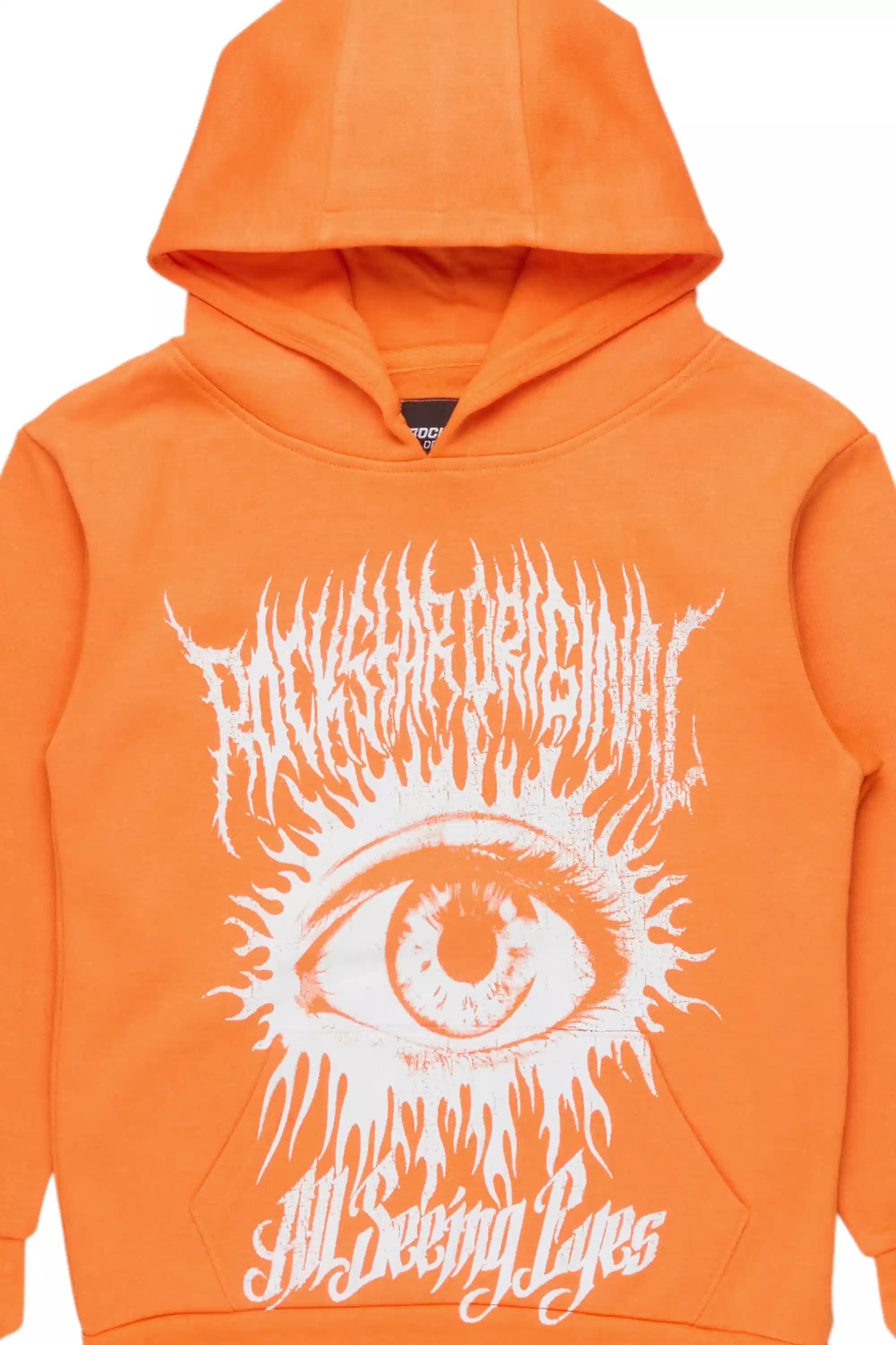 Boys All Seeing Eyes Orange/White Graphic Hoodie
