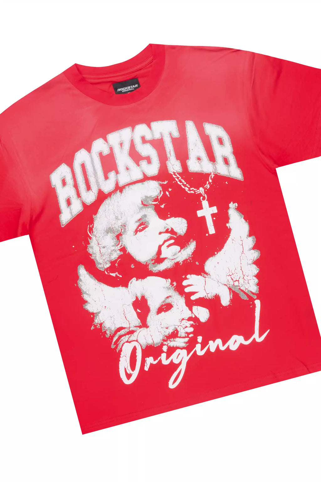 Deiter Red Oversized T-Shirt/Stacked Flare Jean Set