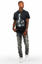 Ummar Black Oversized Graphic T-Shirt