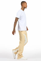 Lake White/Beige T-Shirt/Stacked Baggy Track Pant Set