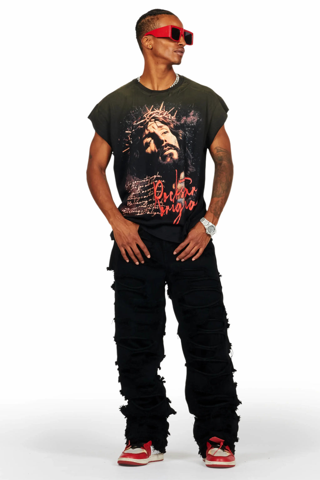 Nalu Black Graphic Muscle T-Shirt