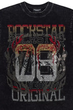 Veyene Black Graphic Rhinestone T-Shirt