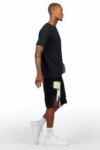 Carlin Black T-Shirt/Denim Short Set