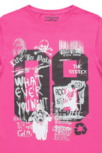 Girls Kammy Fuchsia/White Graphic T-Shirt