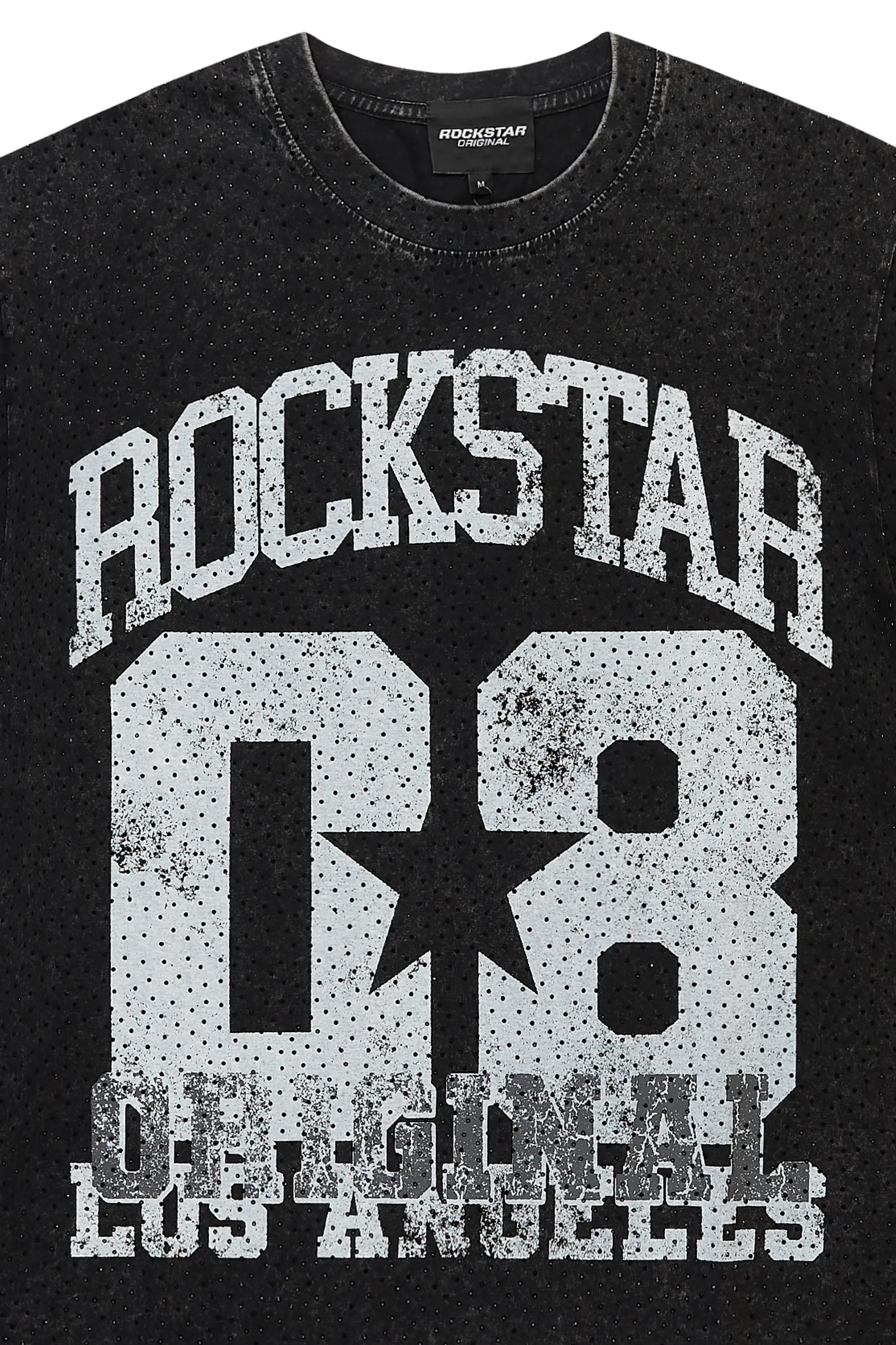 Flamur Black Graphic Rhinestone T-Shirt