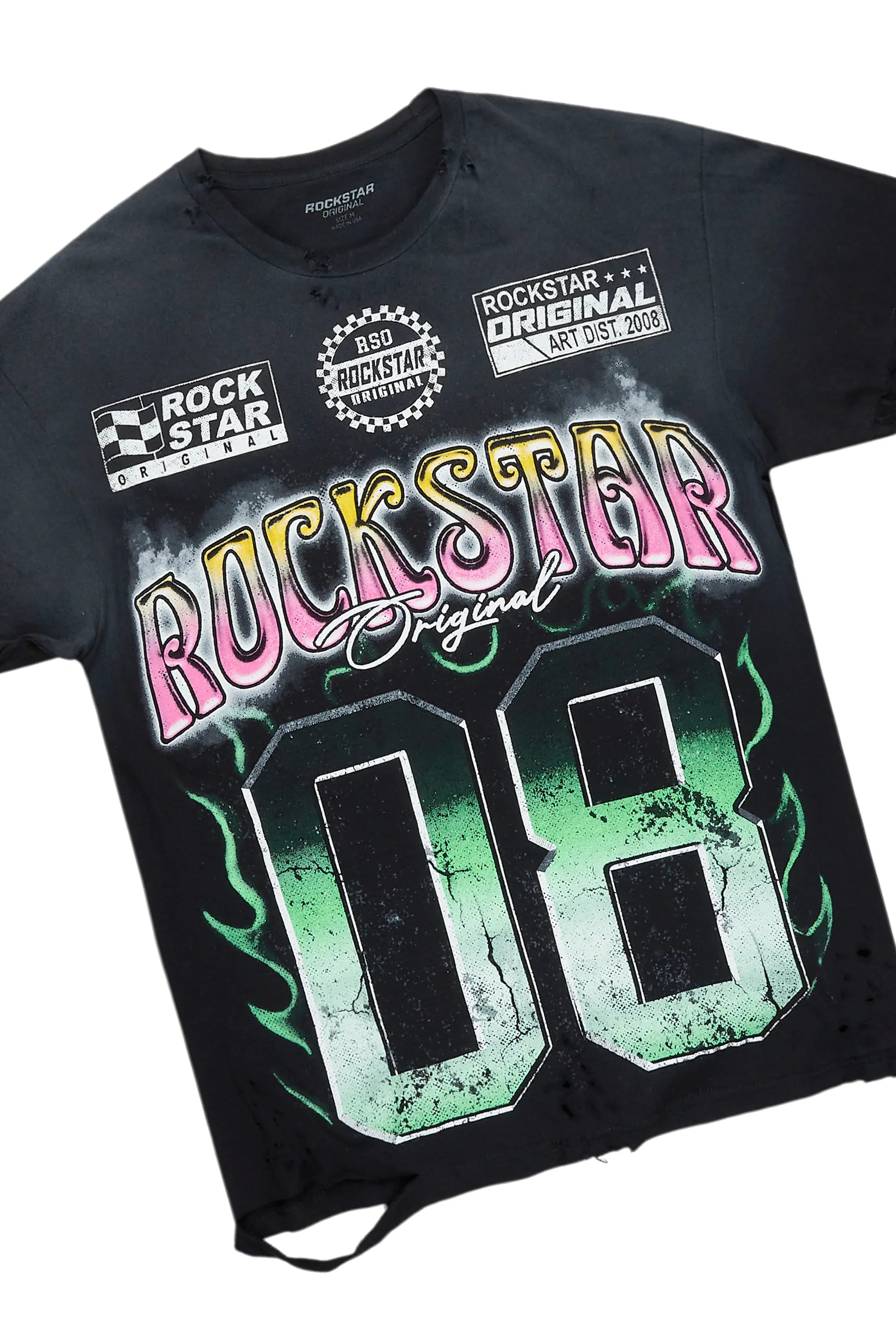 Quito Black Oversized T-Shirt/Super Stacked Flare Jean Bundle