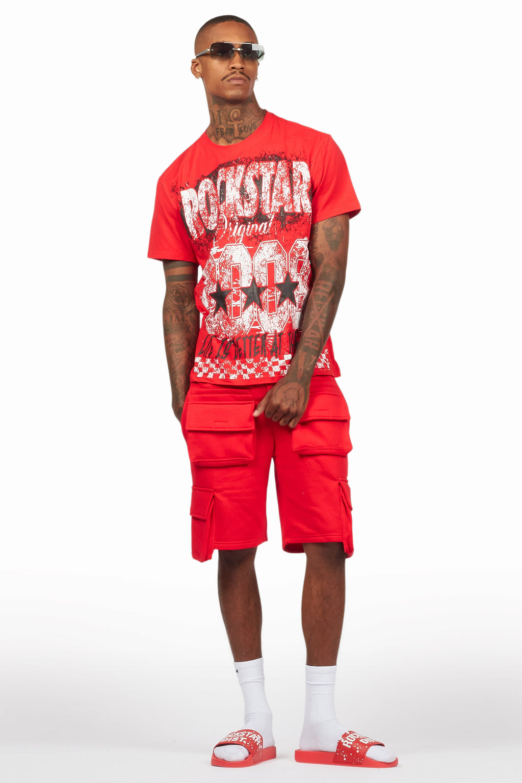 Racing Grung Red/Black T-Shirt Cargo Shorts Set