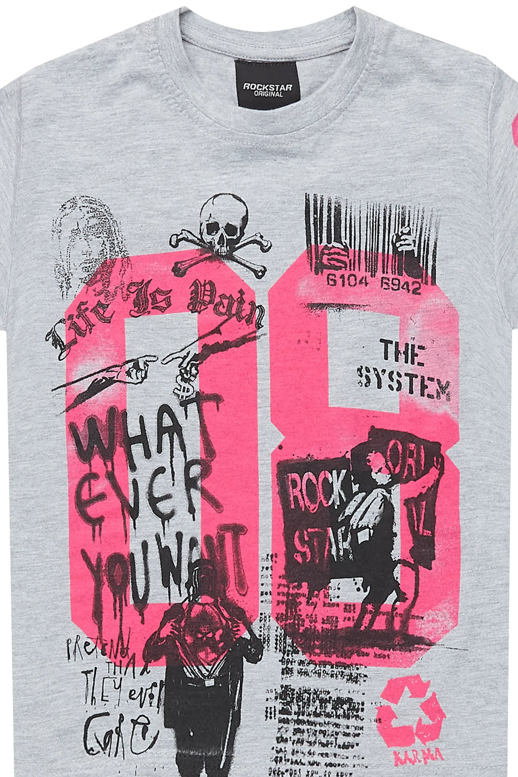 Girls Kammy Grey/Pink Graphic T-Shirt