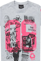 Girls Kammy Grey/Pink Graphic T-Shirt