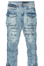 Gentry Light Blue Stacked Flare Jean