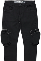 Garren Black Skinny Fit Cargo Jean