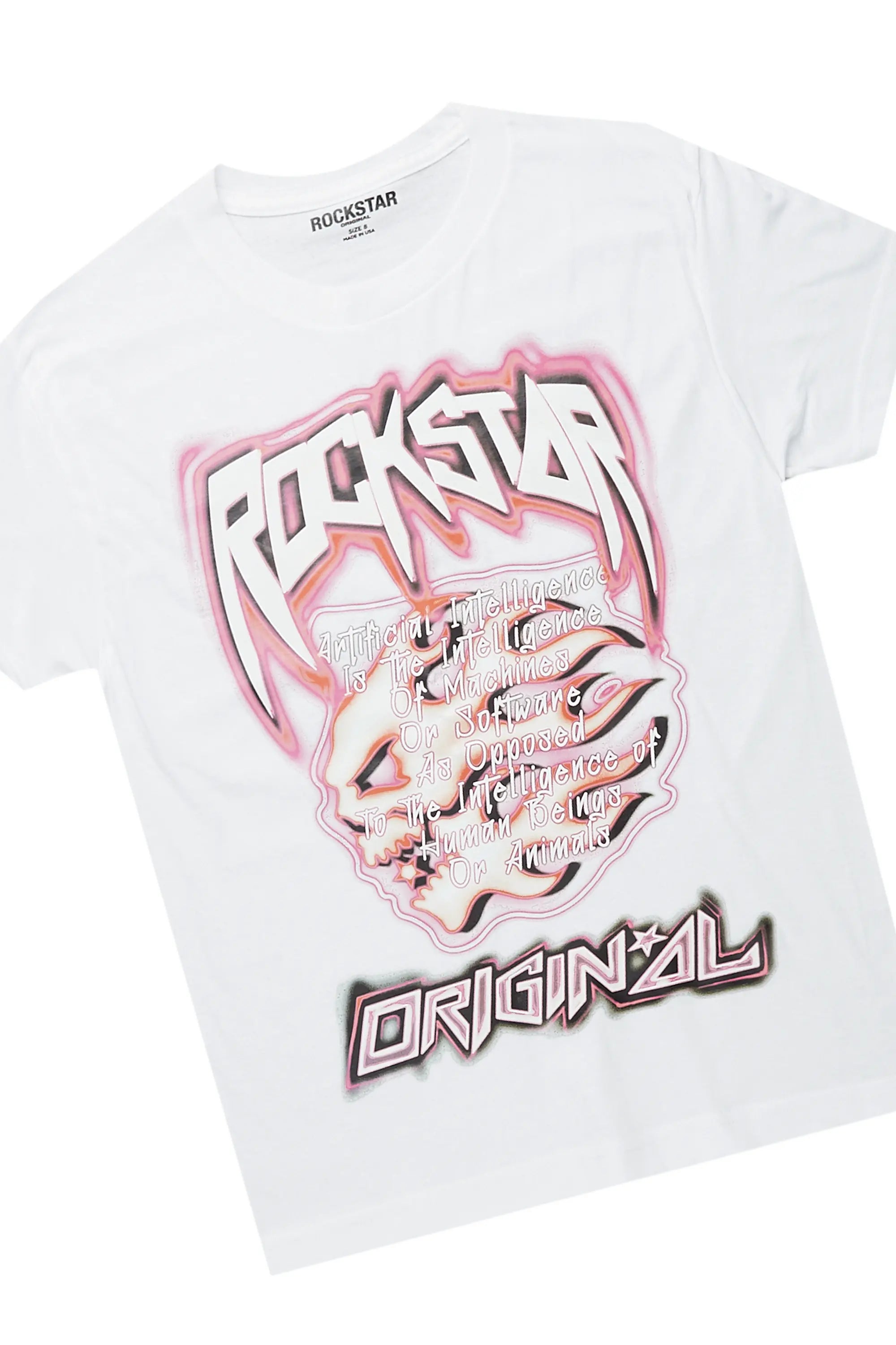 Boys Yates White/Light Blue T-ShirT/Frayed Jean Set