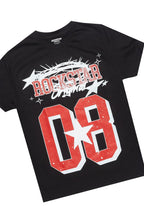 Boys Allstar Black/Burgundy T-Shirt/Stacked Baggy Flare Pant Set