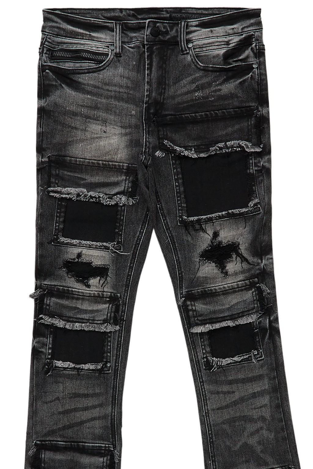Petrus Grey Stacked Flare Jean