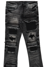 Petrus Grey Stacked Flare Jean