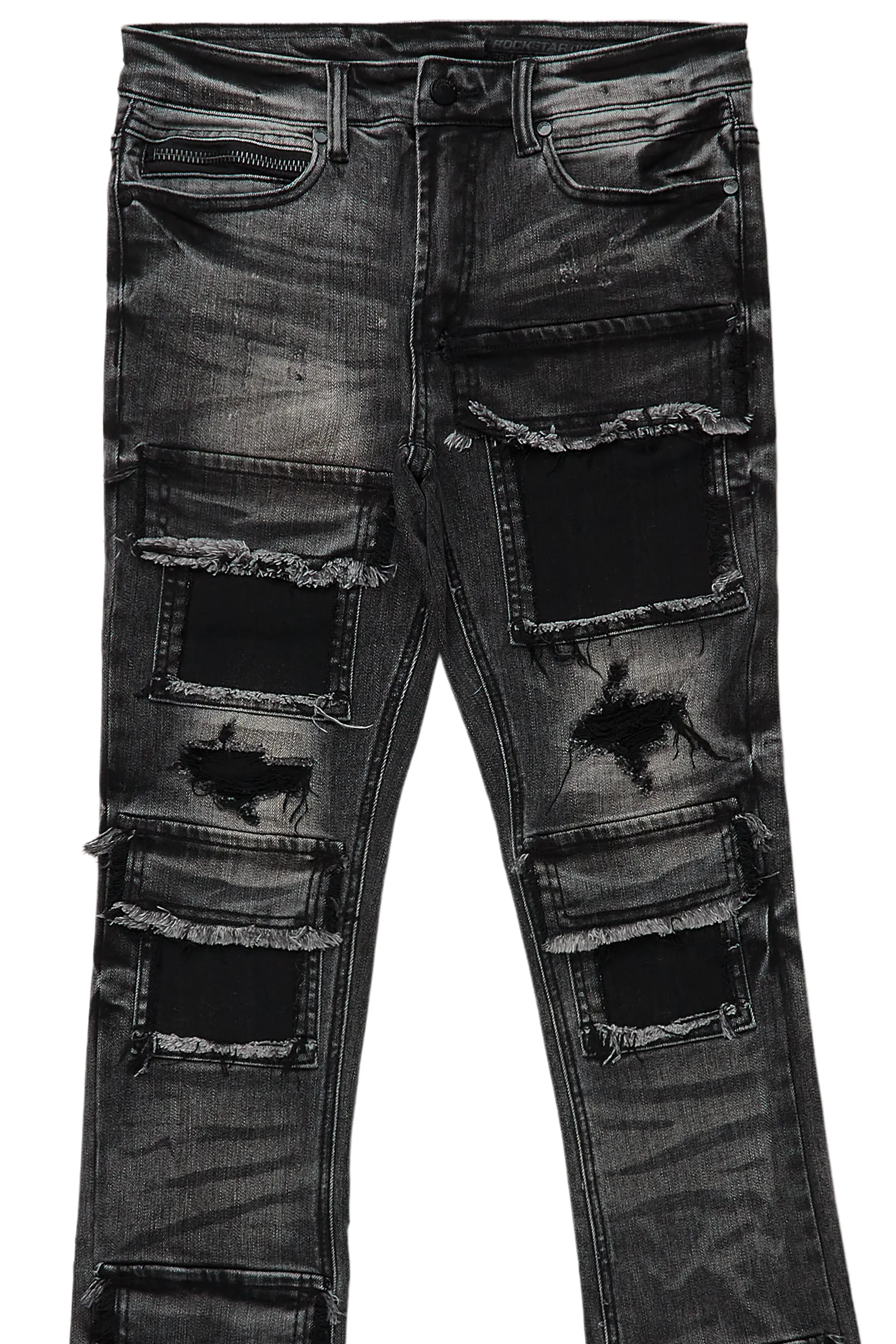 Petrus Grey Stacked Flare Jean