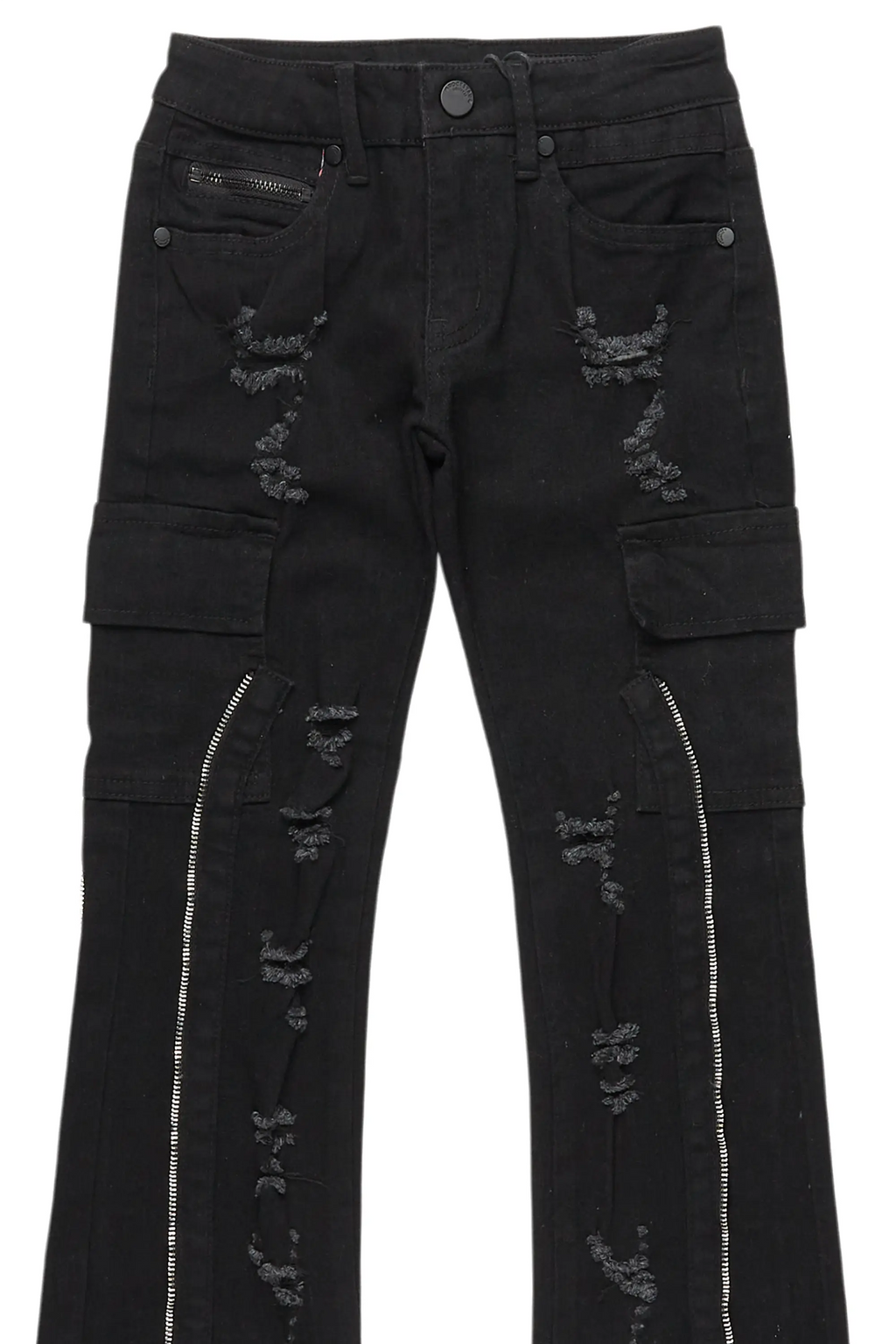 Boys Hutch Black Stacked Flare Jean
