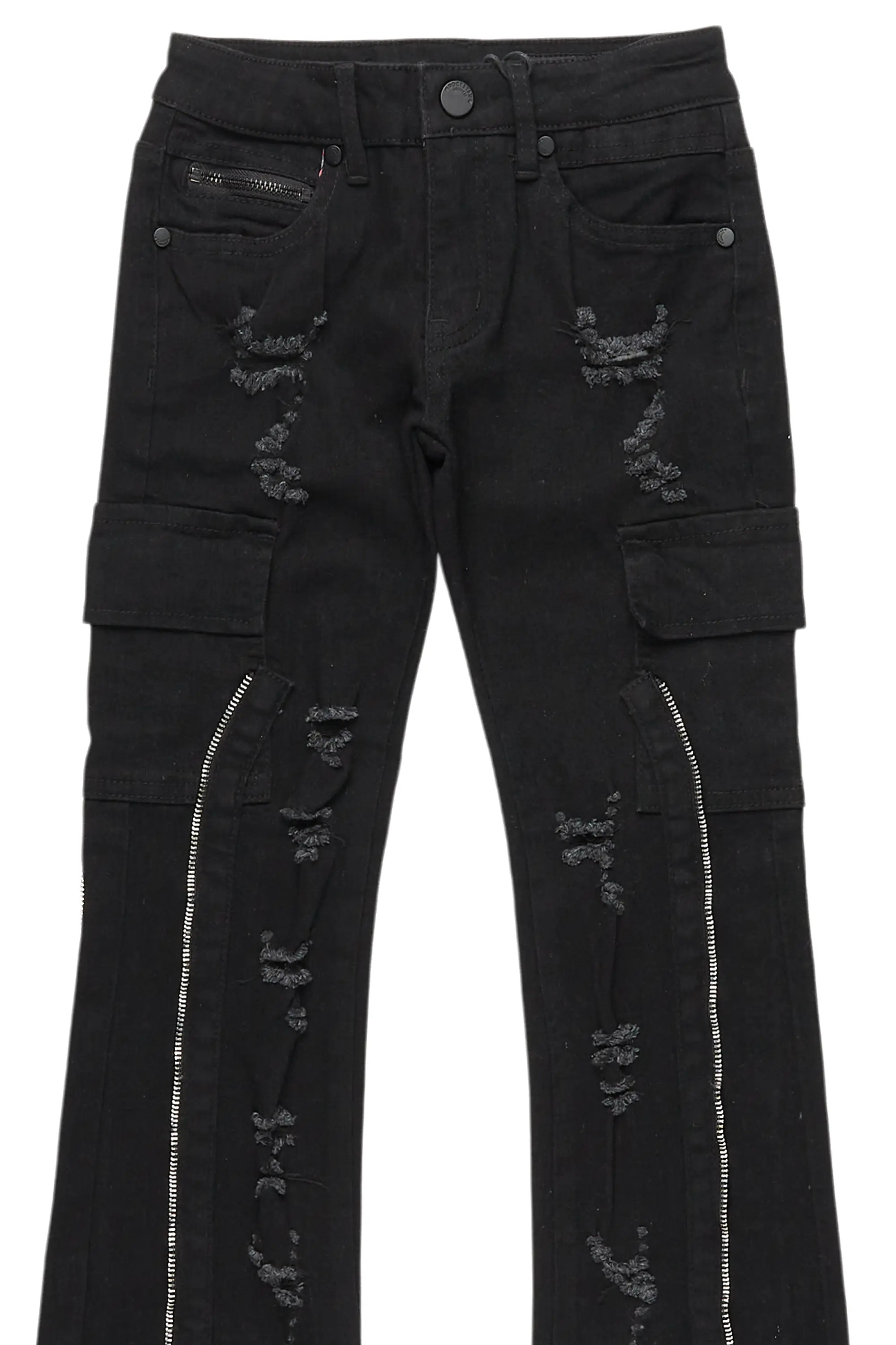 Boys Hutch Black Stacked Flare Jean