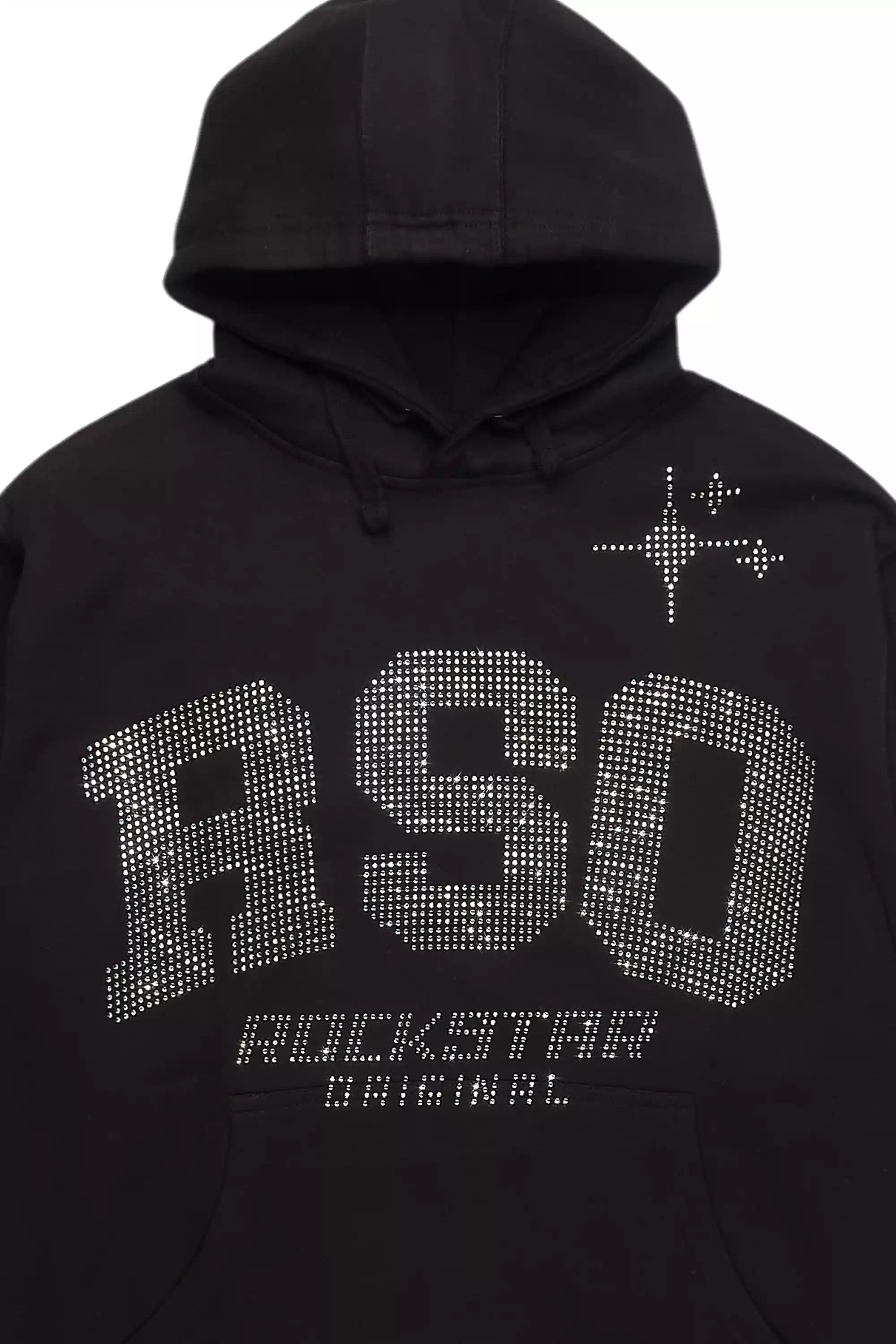 Merek Black/Silver Rhinestone Graphic Hoodie