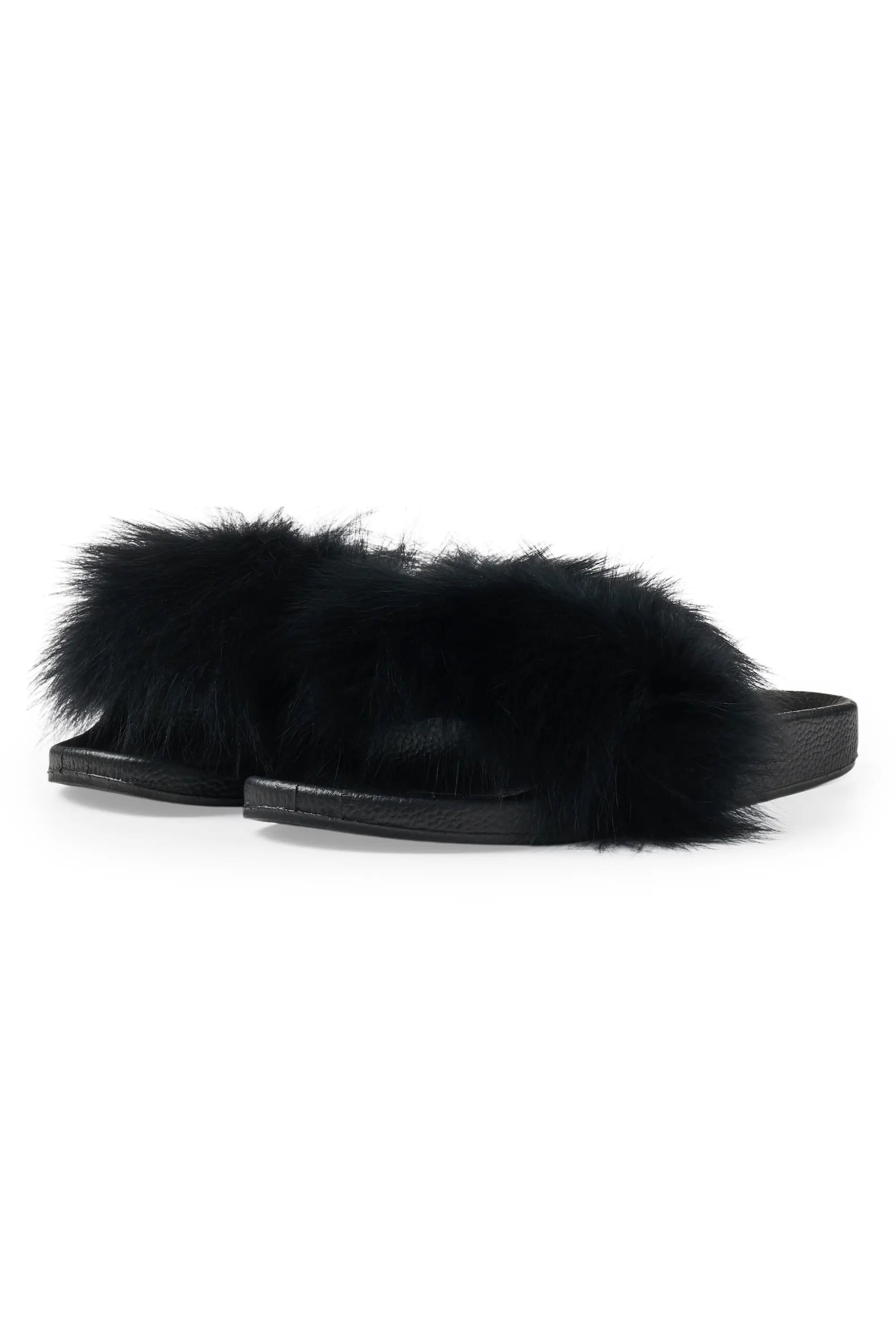 Jamonty Black Fur Slides