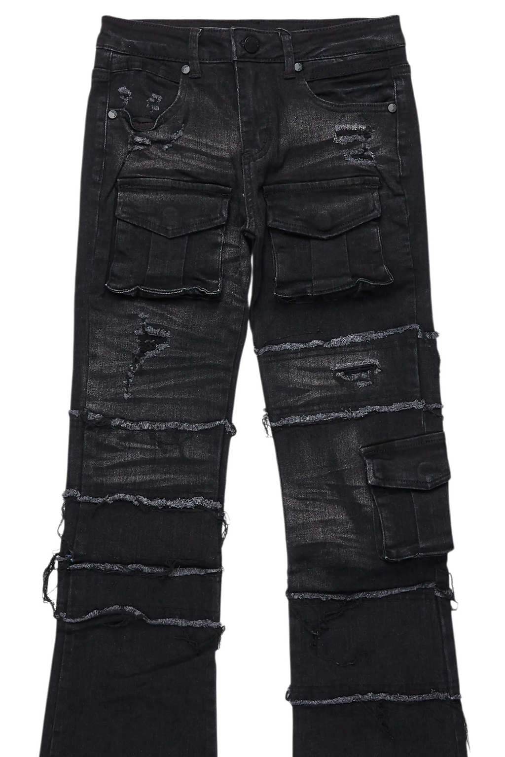 Boys Folant Black Slim Stacked Flare Jean