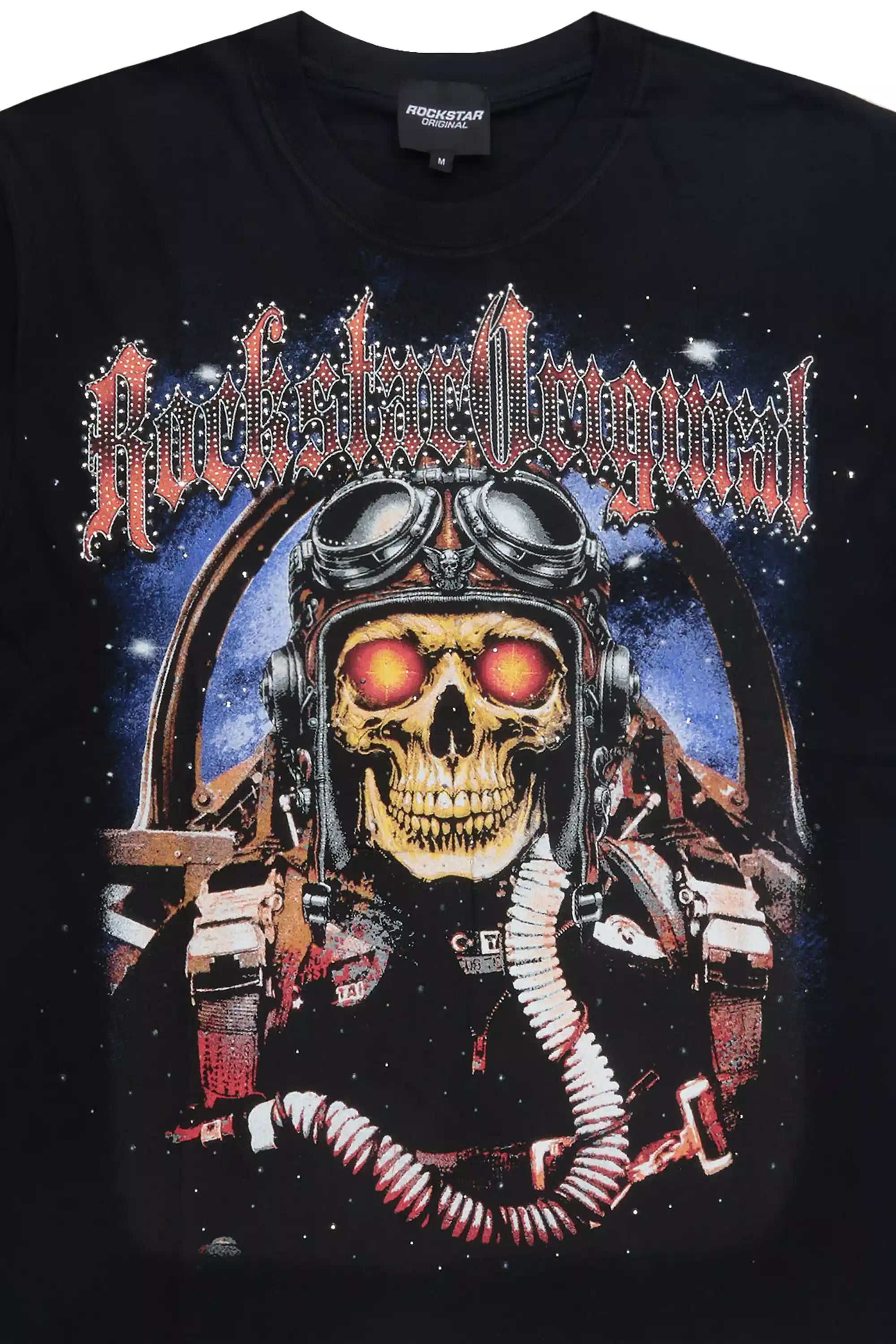 Braniyah Black Rhinestone Short Sleeve Tee