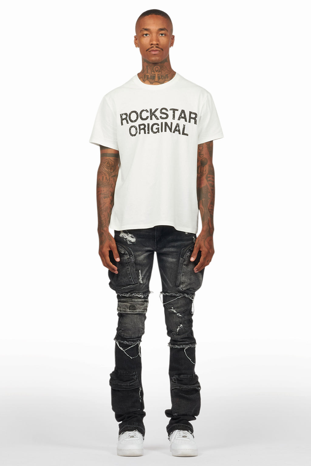 Shift Dark Grey Stacked Flare Jean