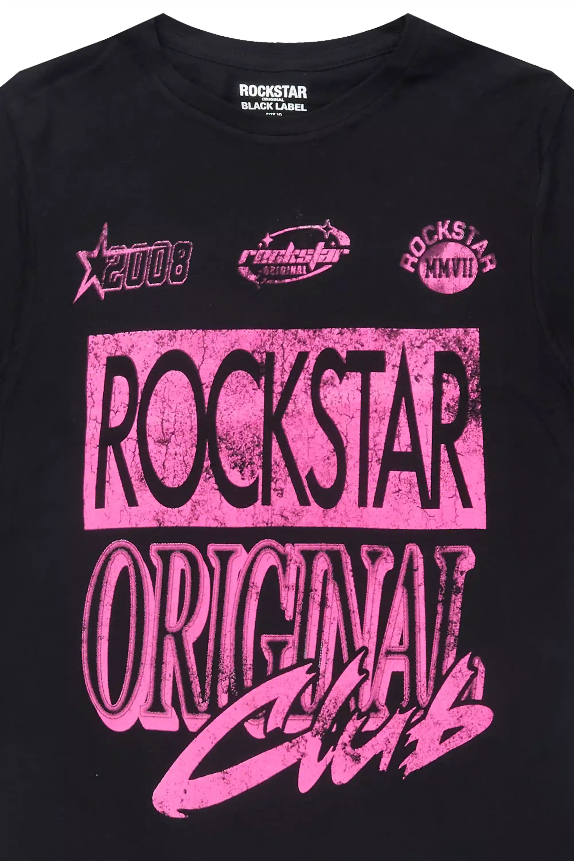 Girls Rylok Black/Fuchsia Graphic T-Shirt