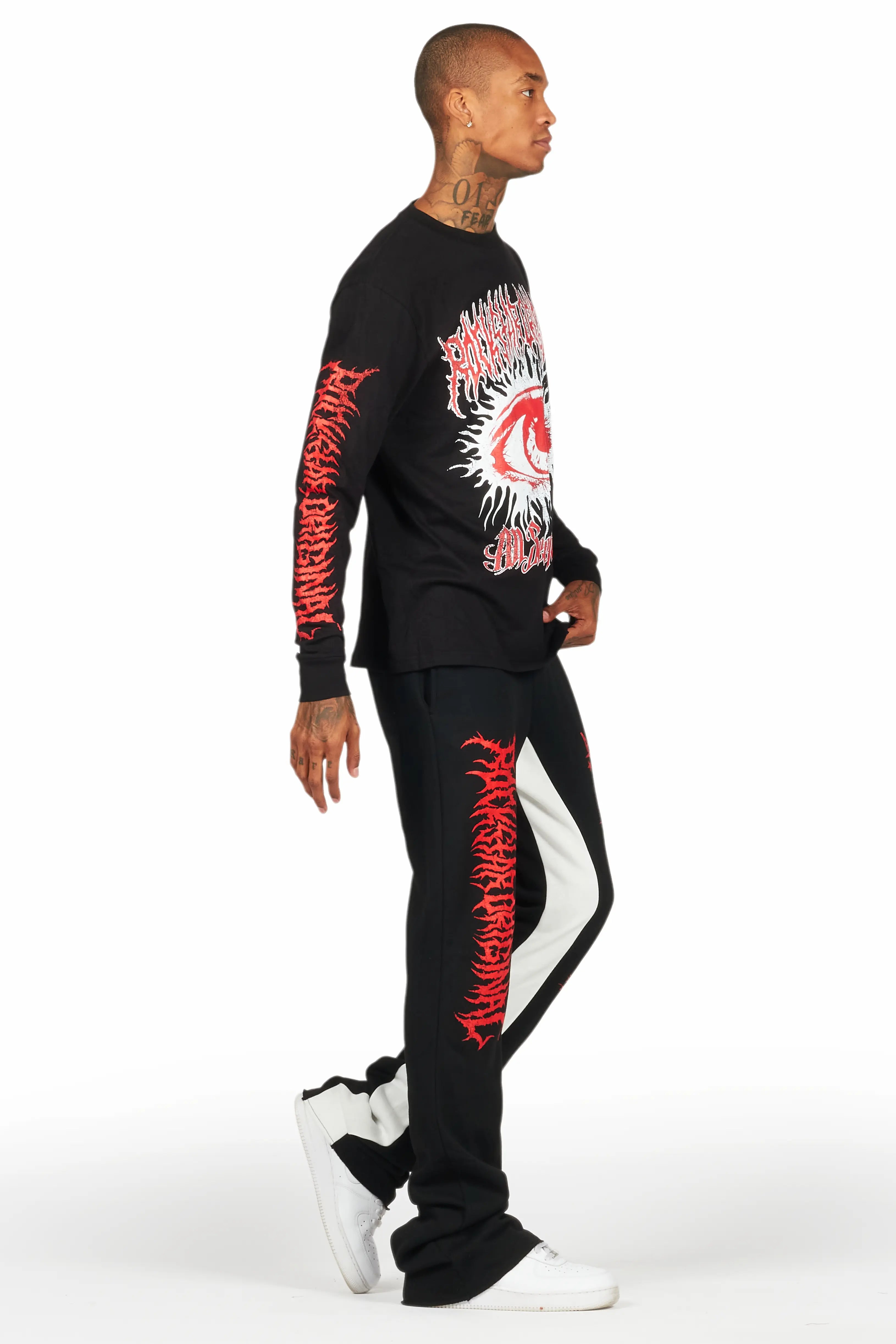 All Seeing Eyes Black/Red Long Sleeve T-Shirt/Baggy Pant Set