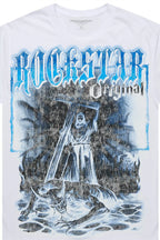 Renzo White/Blue Oversized Graphic T-Shirt