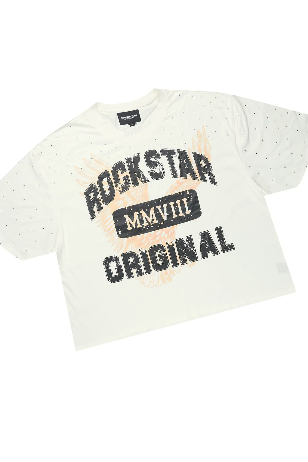 Borya Beige Rhinestone T-Shirt/Baggy Stacked Track Set