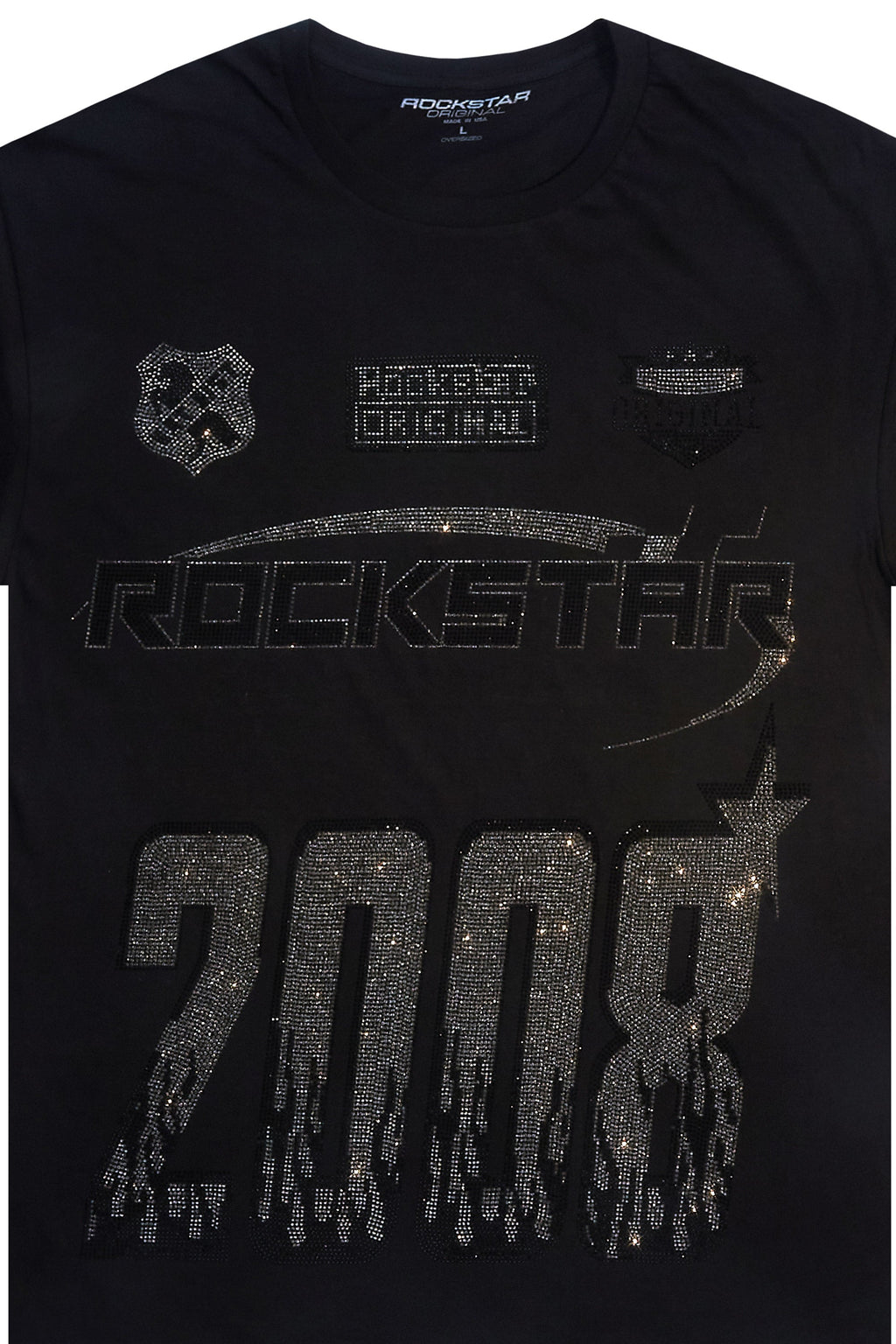 Brazen Black Graphic Rhinestone T-Shirt