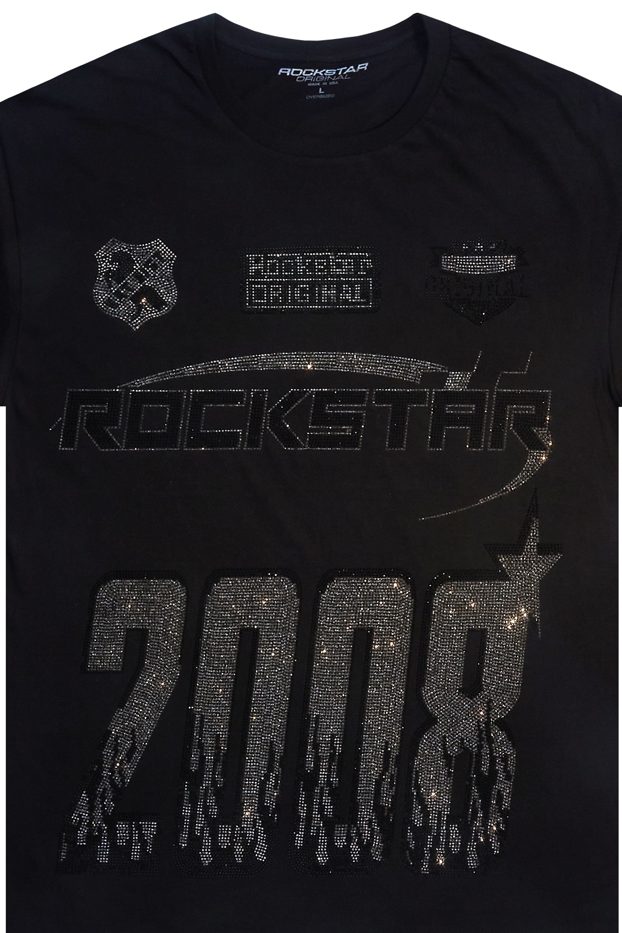 Brazen Black Graphic Rhinestone T-Shirt