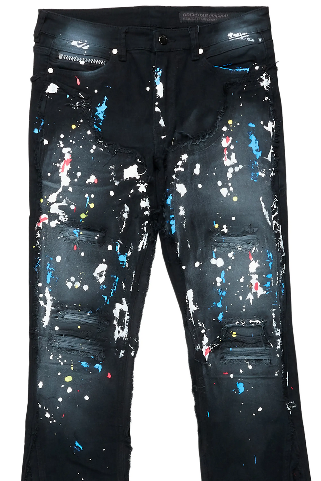 Salako Black Painter Stacked Flare Jean