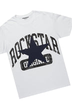 Mallor White/Navy T-Shirt/Stacked Baggy Track Pant Set