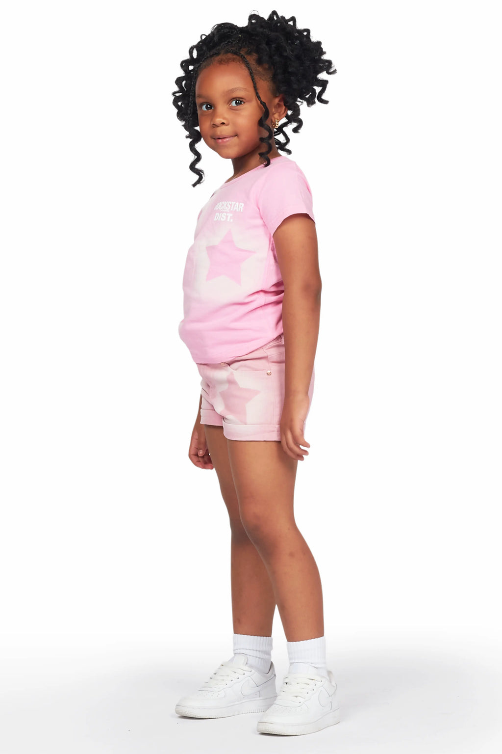 Girls Jadey Pink T-Shirt/Denim Short Set