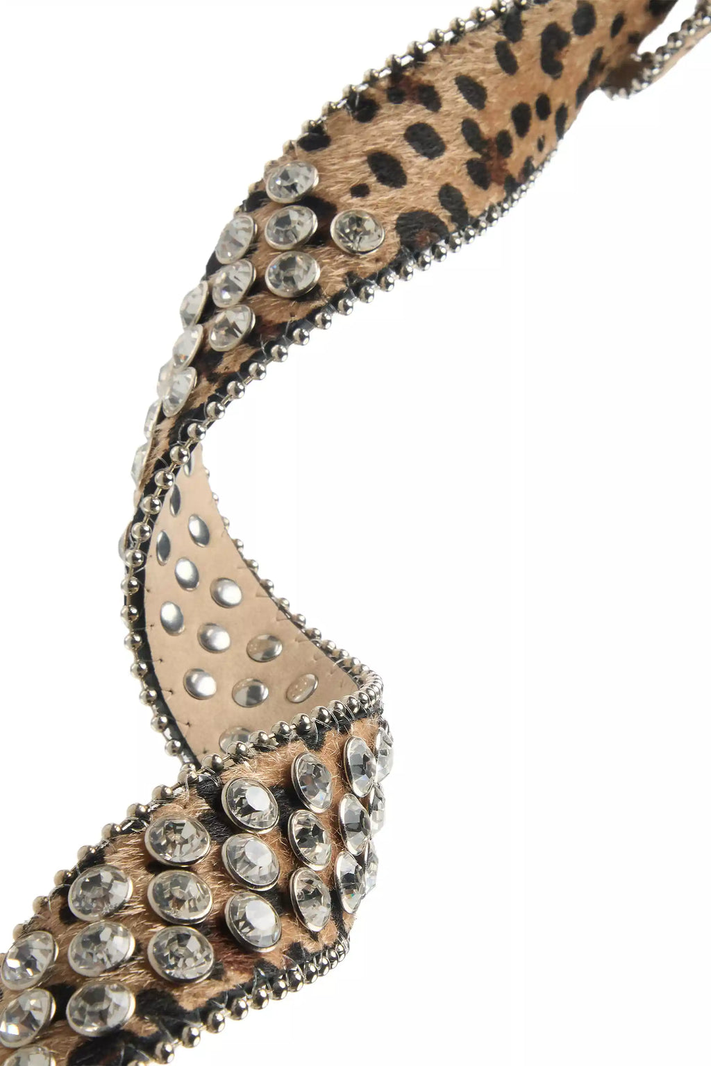 Dalia Beige Cheetah Print Rhinestone Belt