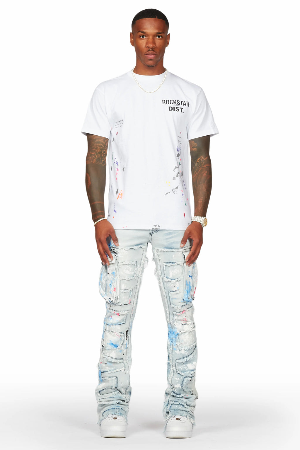 Farren Blue Painter Stacked Flare Jean