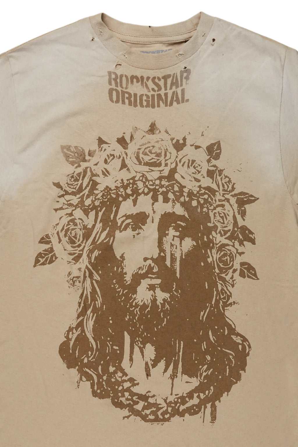 Sempe Beige Oversized Graphic T-Shirt